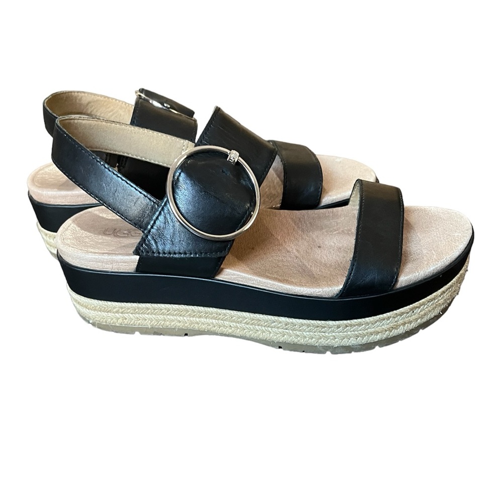 UGG April Black Espadrille Platform Sandal Size 9.5